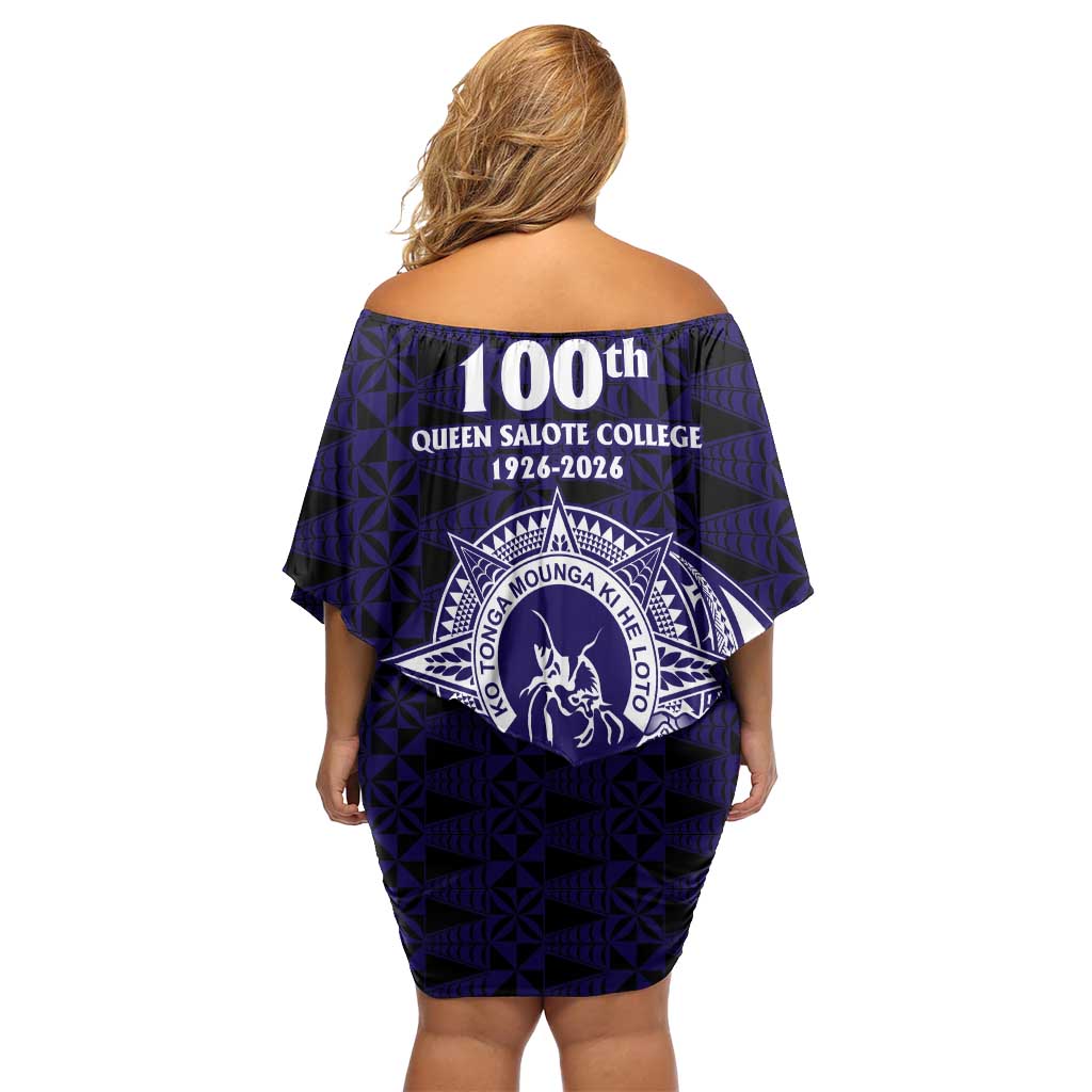 Tonga Queen Salote College 100th Years Family Matching Off Shoulder Short Dress and Hawaiian Shirt Est 1926 Tongan Ngatu Tapa LT9 - Polynesian Pride
