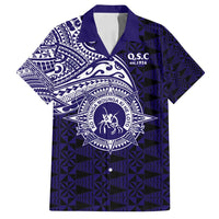 Tonga Queen Salote College 100th Years Family Matching Puletasi and Hawaiian Shirt Est 1926 Tongan Ngatu Tapa LT9 Dad's Shirt - Short Sleeve Blue - Polynesian Pride