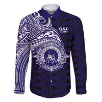 Tonga Queen Salote College 100th Years Family Matching Puletasi and Hawaiian Shirt Est 1926 Tongan Ngatu Tapa LT9 Dad's Shirt - Long Sleeve Blue - Polynesian Pride
