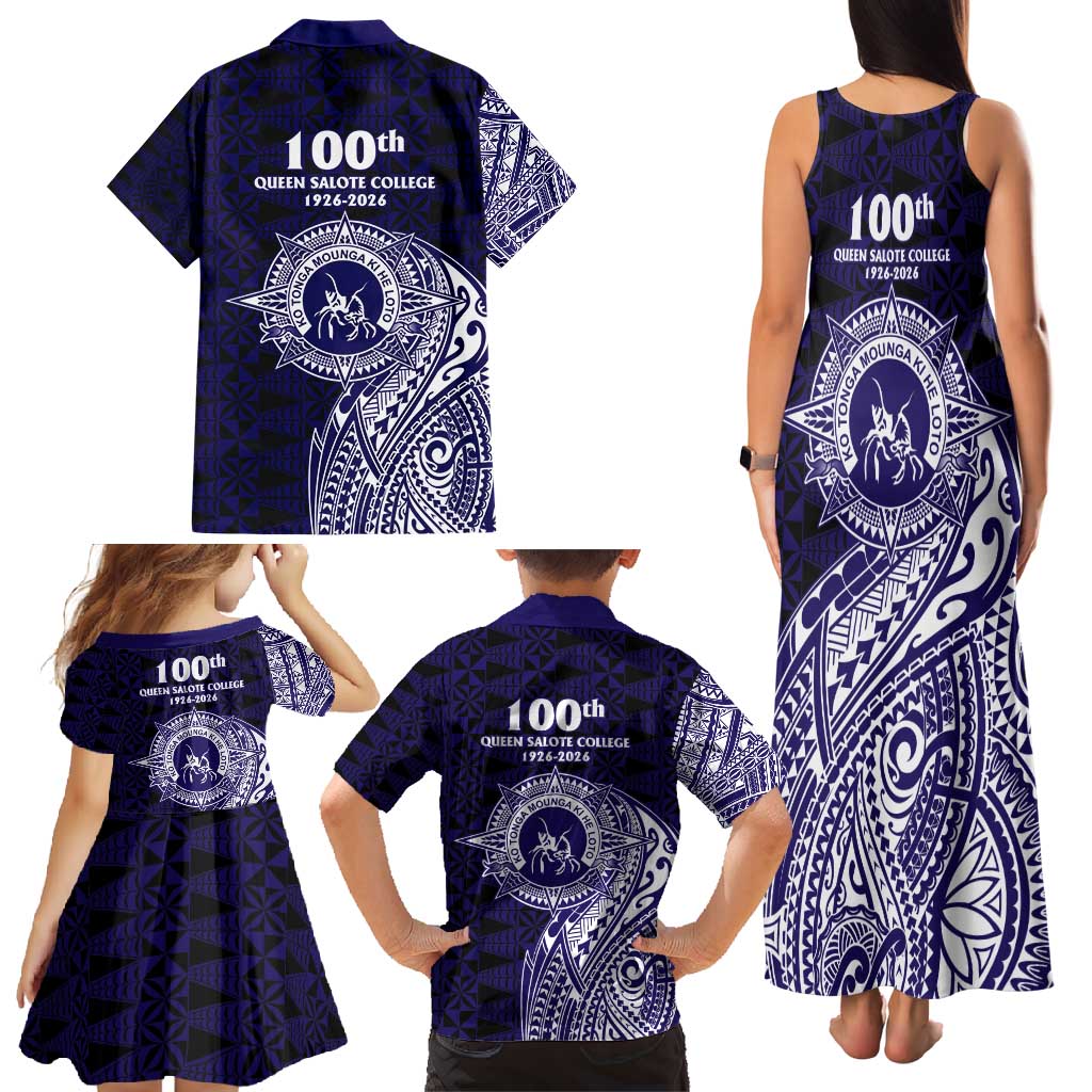 Tonga Queen Salote College 100th Years Family Matching Tank Maxi Dress and Hawaiian Shirt Est 1926 Tongan Ngatu Tapa LT9 - Polynesian Pride