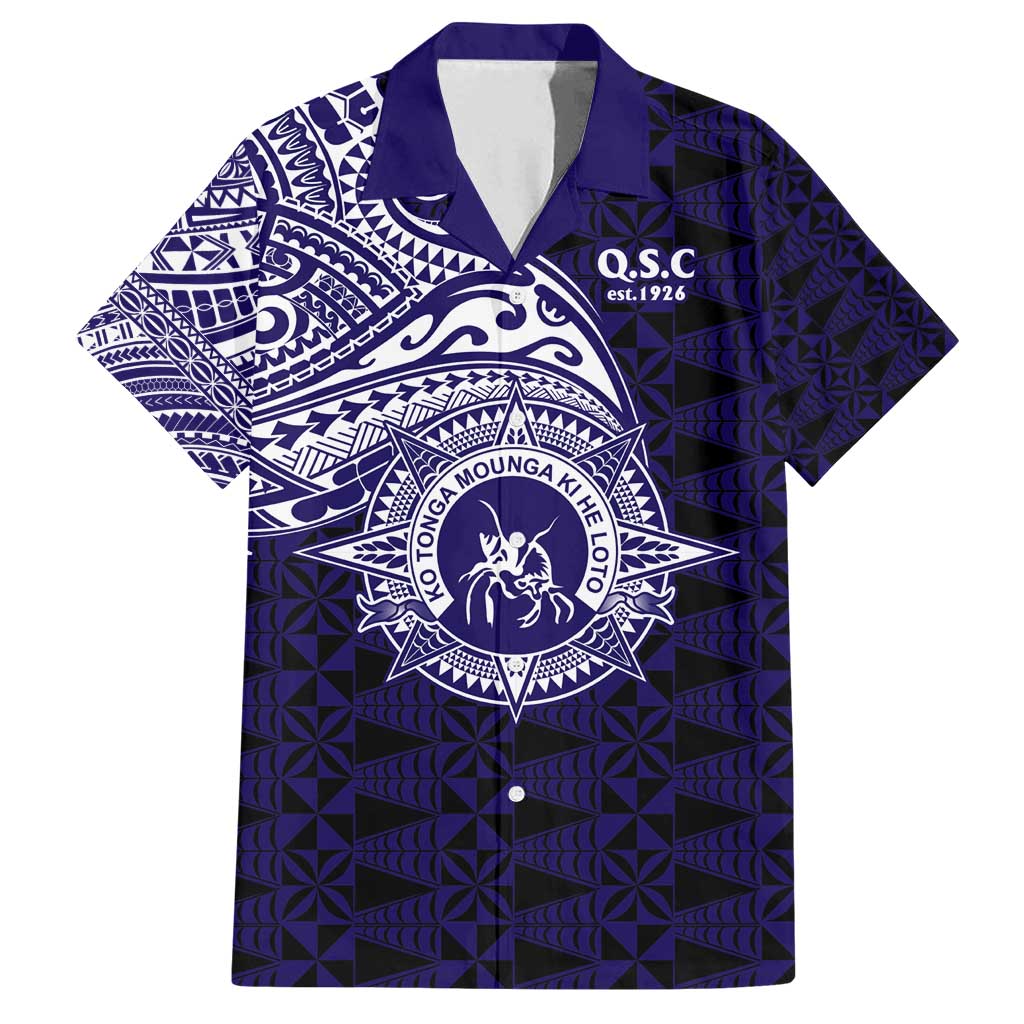 Tonga Queen Salote College 100th Years Family Matching Tank Maxi Dress and Hawaiian Shirt Est 1926 Tongan Ngatu Tapa LT9 Dad's Shirt - Short Sleeve Blue - Polynesian Pride