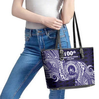 Tonga Queen Salote College 100th Years Leather Tote Bag Est 1926 Tongan Ngatu Tapa - Polynesian Pride