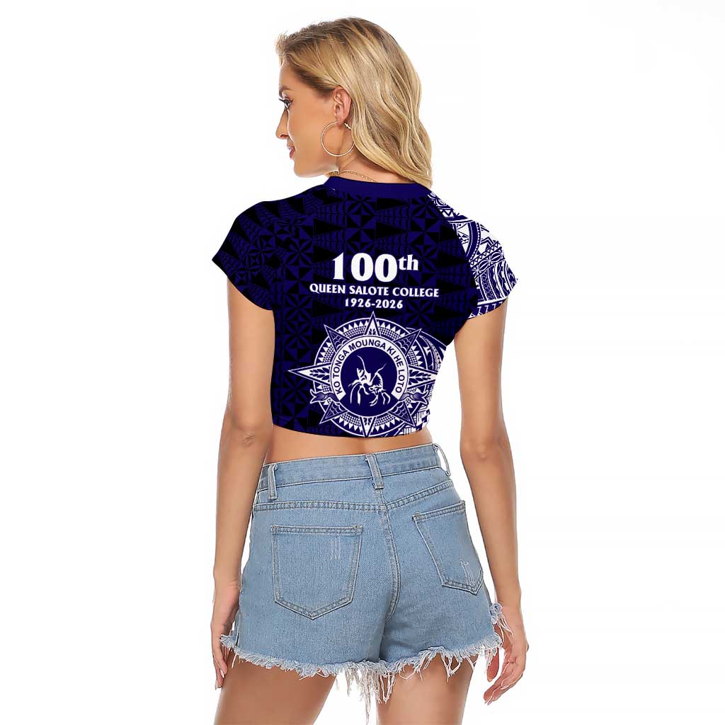 Tonga Queen Salote College 100th Years Raglan Cropped T Shirt Est 1926 Tongan Ngatu Tapa - Polynesian Pride