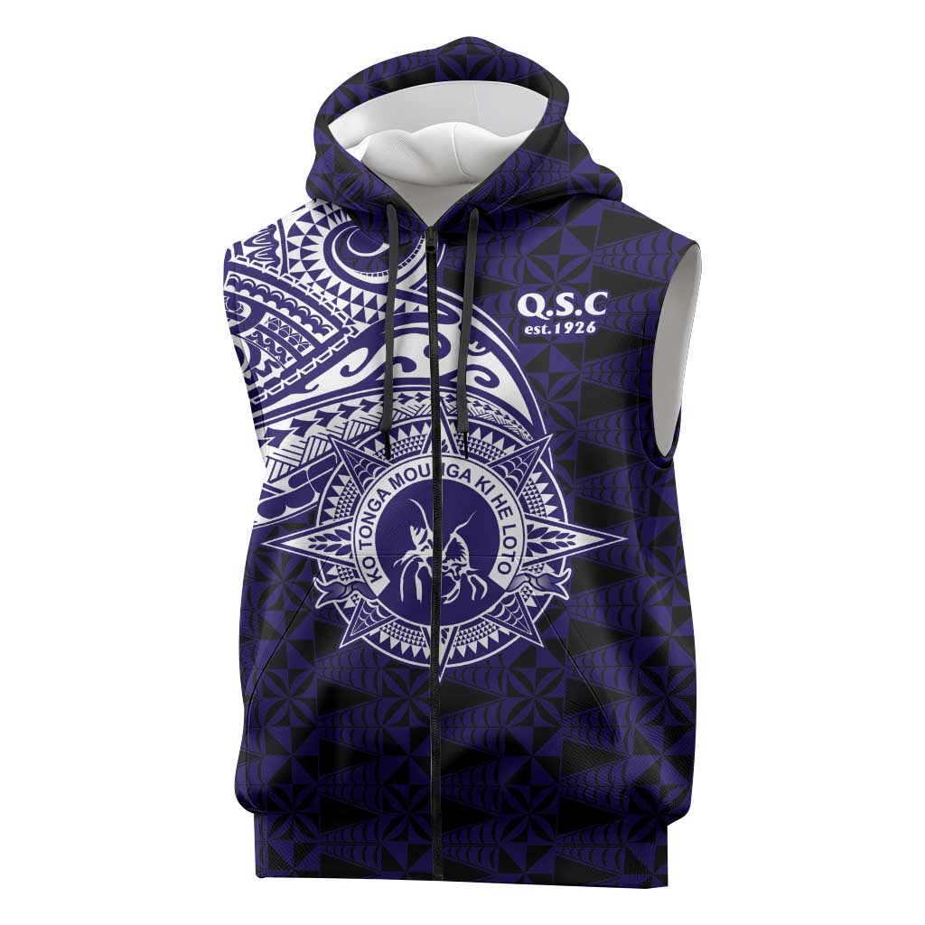 Tonga Queen Salote College 100th Years Sleeveless Zip Hoodie Est 1926 Tongan Ngatu Tapa - Polynesian Pride