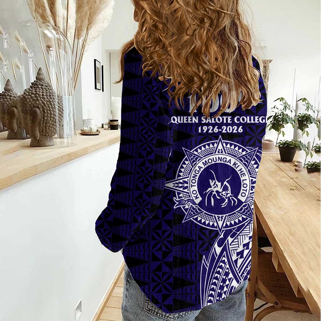 Tonga Queen Salote College 100th Years Women Casual Shirt Est 1926 Tongan Ngatu Tapa LT9 - Polynesian Pride
