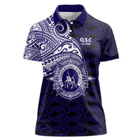 Tonga Queen Salote College 100th Years Women Polo Shirt Est 1926 Tongan Ngatu Tapa LT9 Female Blue - Polynesian Pride