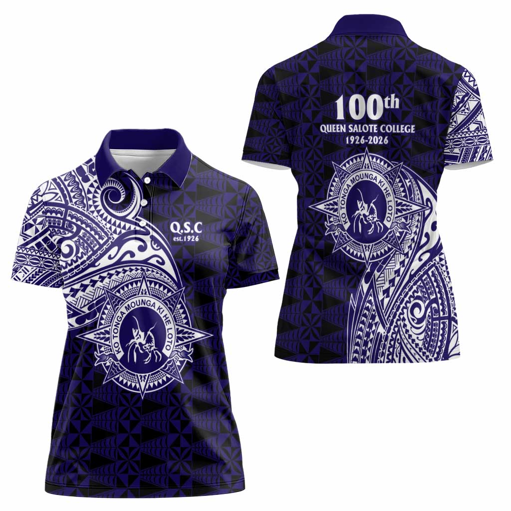 Tonga Queen Salote College 100th Years Women Polo Shirt Est 1926 Tongan Ngatu Tapa LT9 - Polynesian Pride