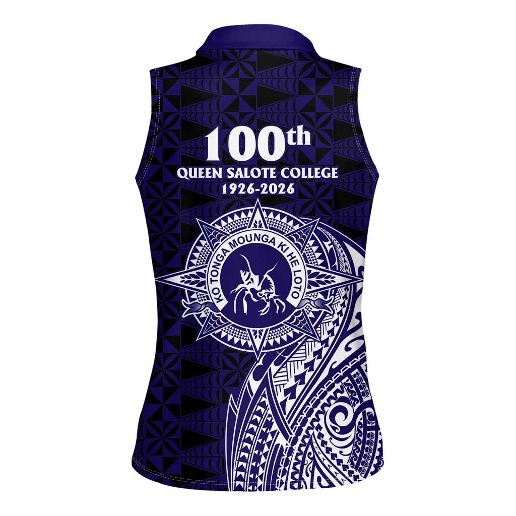Tonga Queen Salote College 100th Years Women Sleeveless Polo Shirt Est 1926 Tongan Ngatu Tapa LT9 - Polynesian Pride