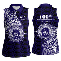 Tonga Queen Salote College 100th Years Women Sleeveless Polo Shirt Est 1926 Tongan Ngatu Tapa LT9 - Polynesian Pride