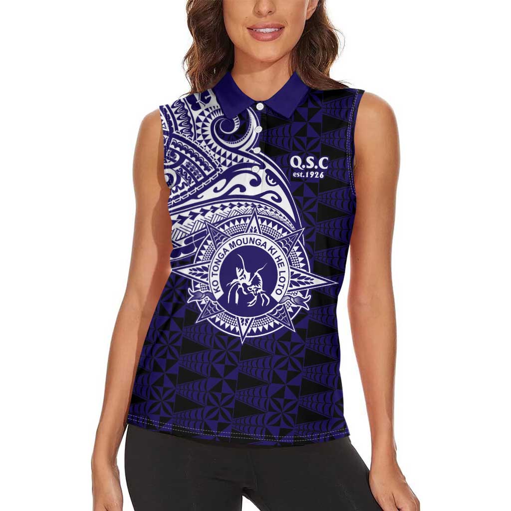 Tonga Queen Salote College 100th Years Women Sleeveless Polo Shirt Est 1926 Tongan Ngatu Tapa LT9 - Polynesian Pride