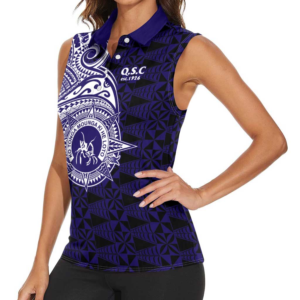 Tonga Queen Salote College 100th Years Women Sleeveless Polo Shirt Est 1926 Tongan Ngatu Tapa LT9 - Polynesian Pride