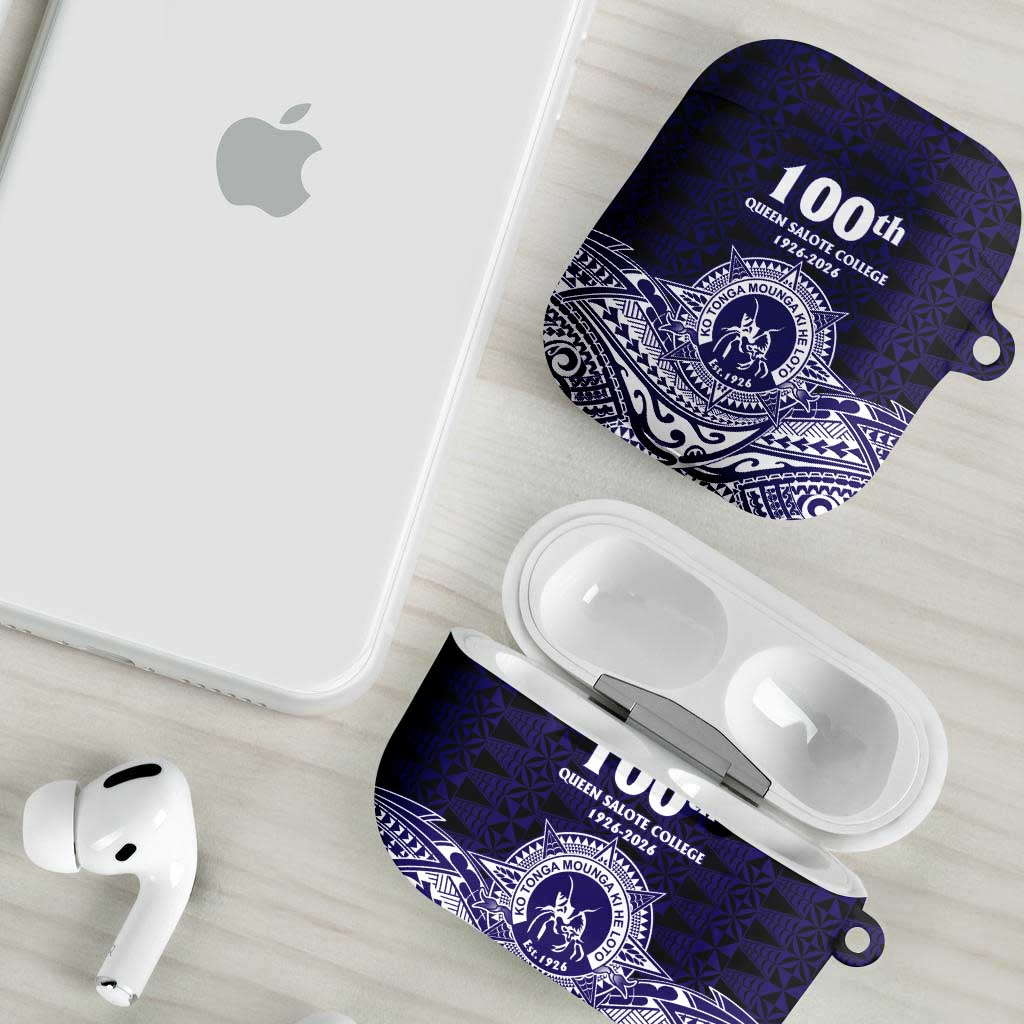 Tonga Queen Salote College 100th Years AirPods Case Blue Tonga Kupesi Uniquely Pacific Art LT9 - Polynesian Pride