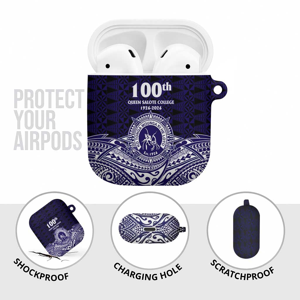 Tonga Queen Salote College 100th Years AirPods Case Blue Tonga Kupesi Uniquely Pacific Art LT9 - Polynesian Pride