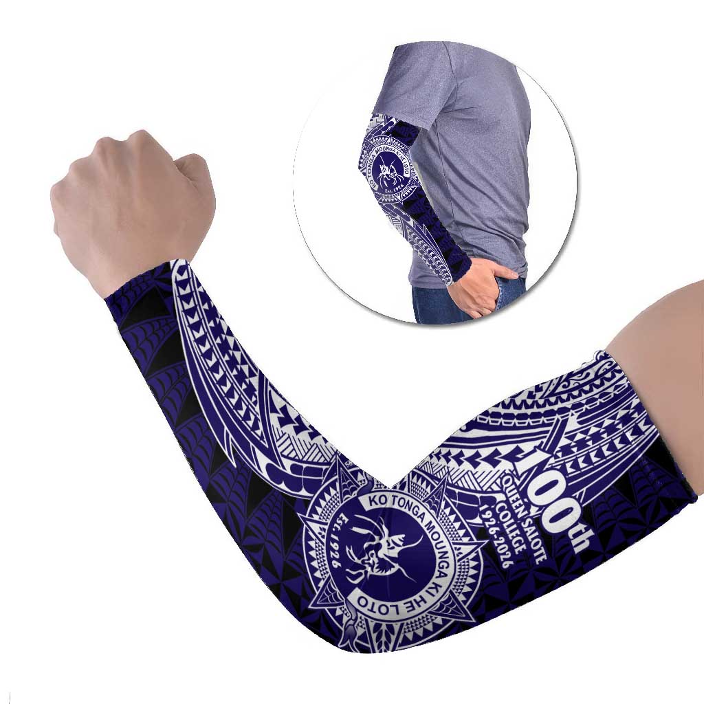 Tonga Queen Salote College 100th Years Arm Sleeves Blue Tonga Kupesi Uniquely Pacific Art - Polynesian Pride