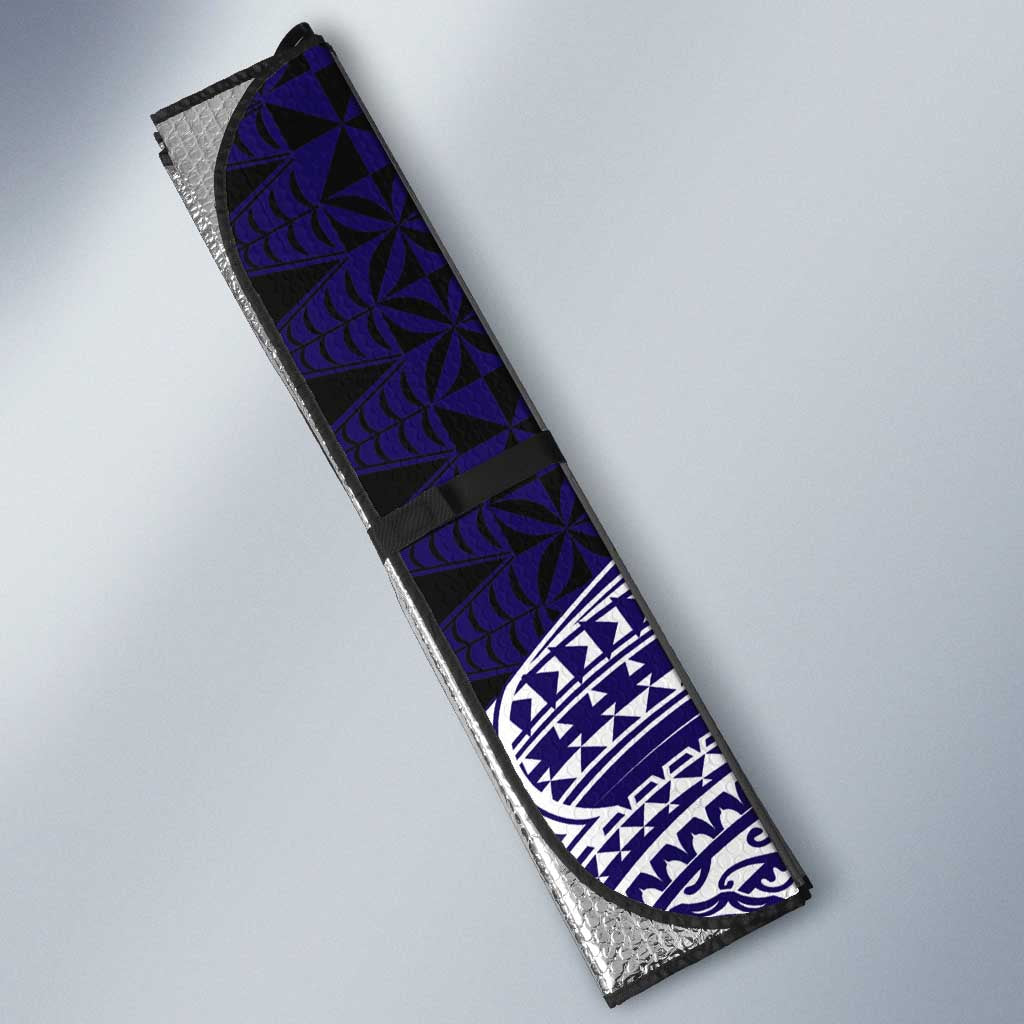 Tonga Queen Salote College 100th Years Auto Sun Shade Blue Tonga Kupesi Uniquely Pacific Art - Polynesian Pride