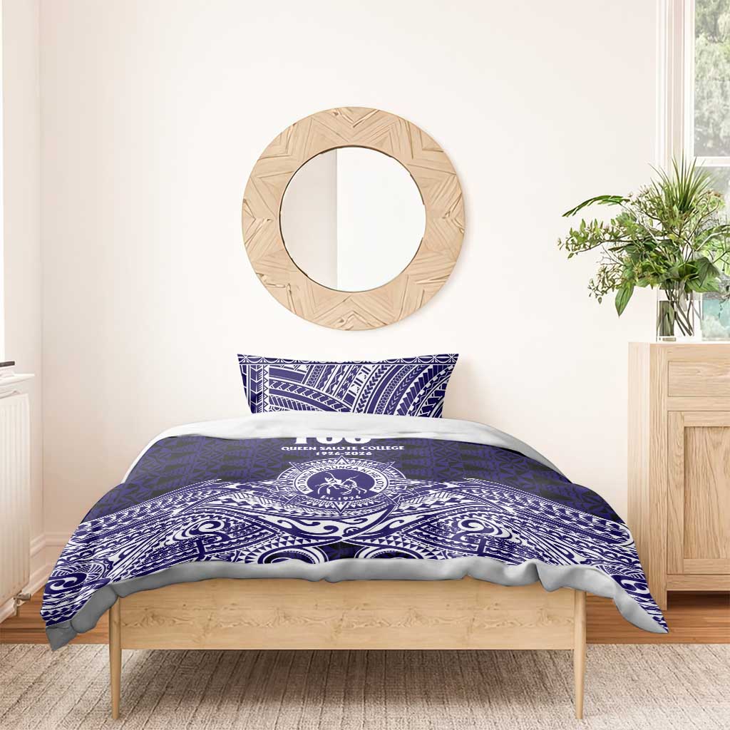 Tonga Queen Salote College 100th Years Bedding Set Blue Tonga Kupesi Uniquely Pacific Art - Polynesian Pride