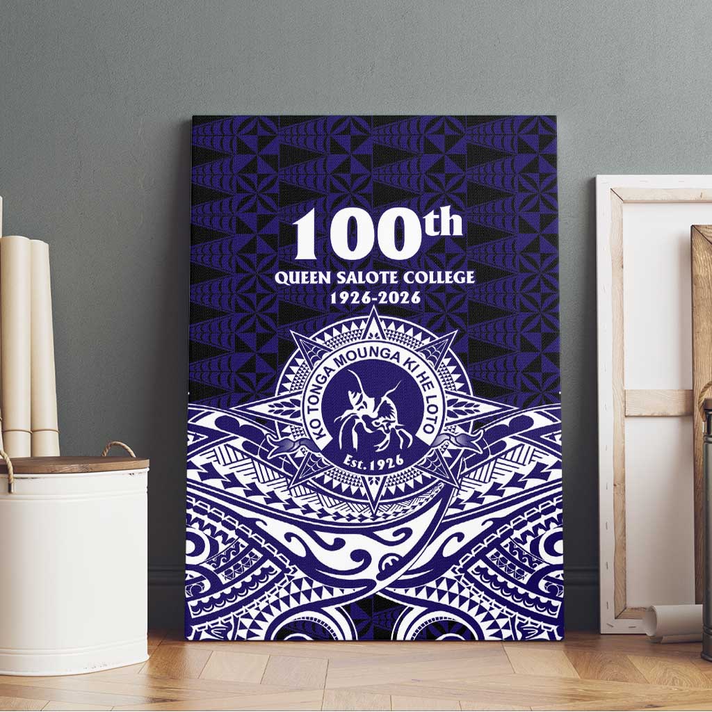 Tonga Queen Salote College 100th Years Canvas Wall Art Blue Tonga Kupesi Uniquely Pacific Art - Polynesian Pride