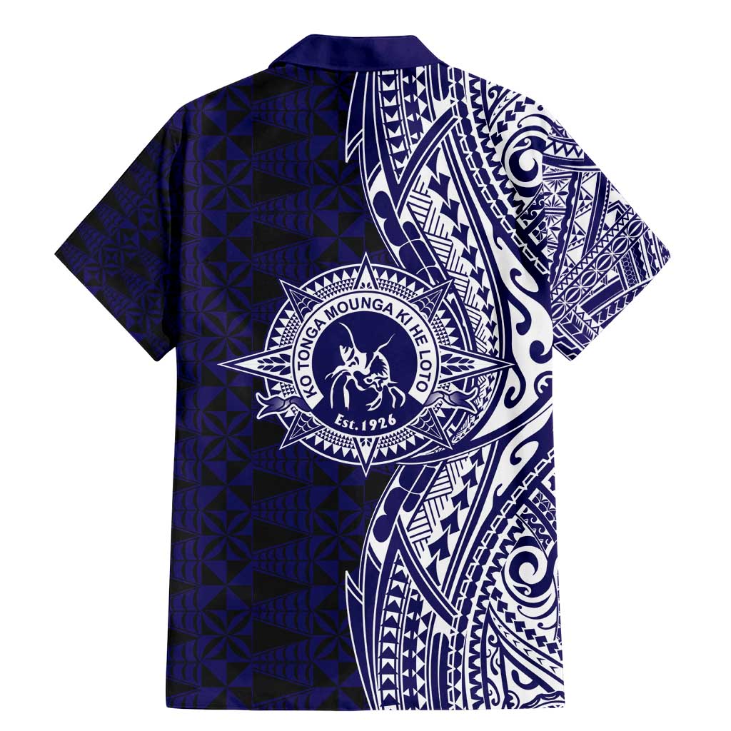 Tonga Queen Salote College 100th Years Family Matching Mermaid Dress and Hawaiian Shirt Blue Tonga Kupesi Uniquely Pacific Art LT9 - Polynesian Pride