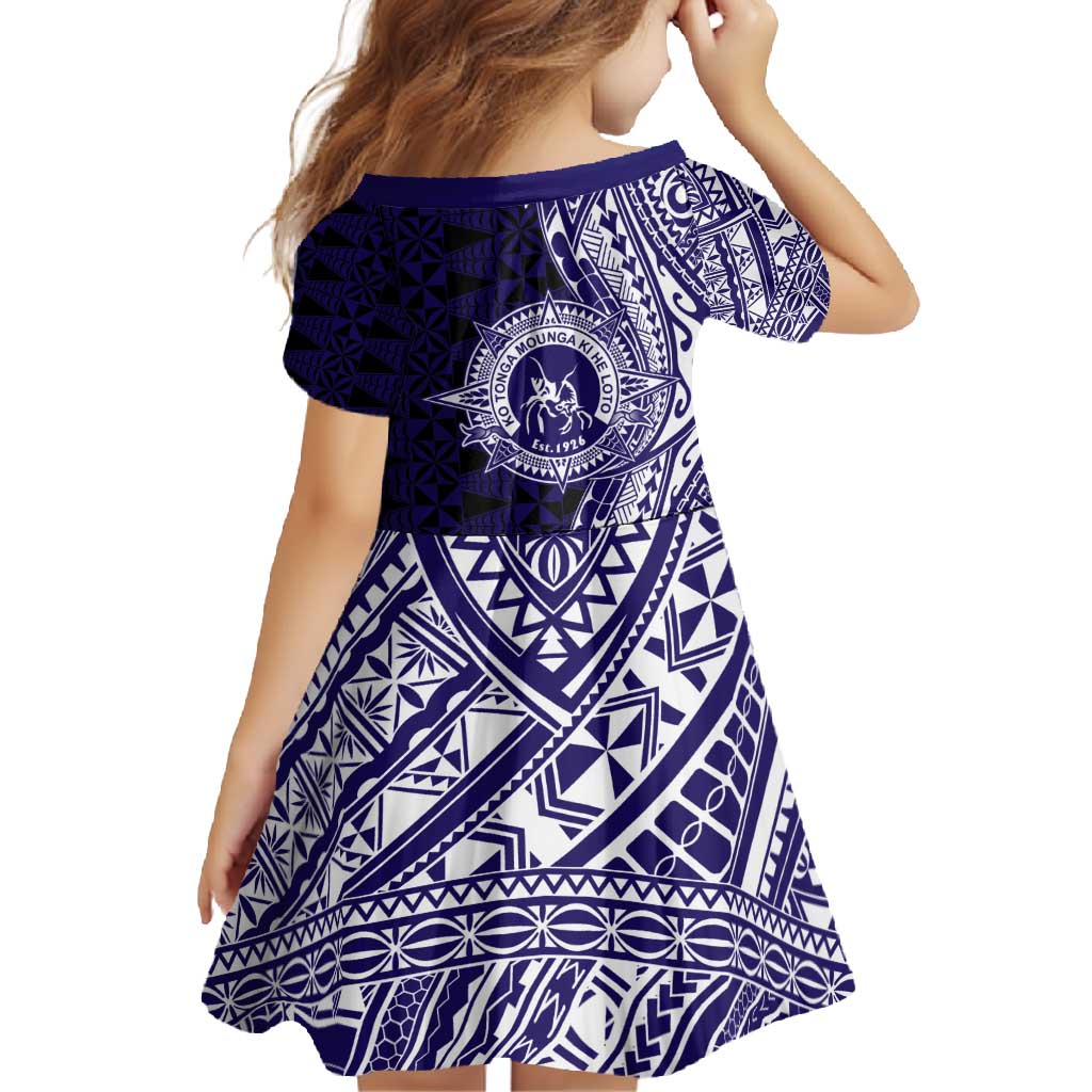 Tonga Queen Salote College 100th Years Family Matching Off Shoulder Maxi Dress and Hawaiian Shirt Blue Tonga Kupesi Uniquely Pacific Art LT9 - Polynesian Pride