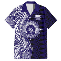 Tonga Queen Salote College 100th Years Family Matching Off Shoulder Short Dress and Hawaiian Shirt Blue Tonga Kupesi Uniquely Pacific Art LT9 Dad's Shirt - Short Sleeve Blue - Polynesian Pride
