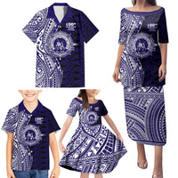 Tonga Queen Salote College 100th Years Family Matching Puletasi and Hawaiian Shirt Blue Tonga Kupesi Uniquely Pacific Art LT9 - Polynesian Pride