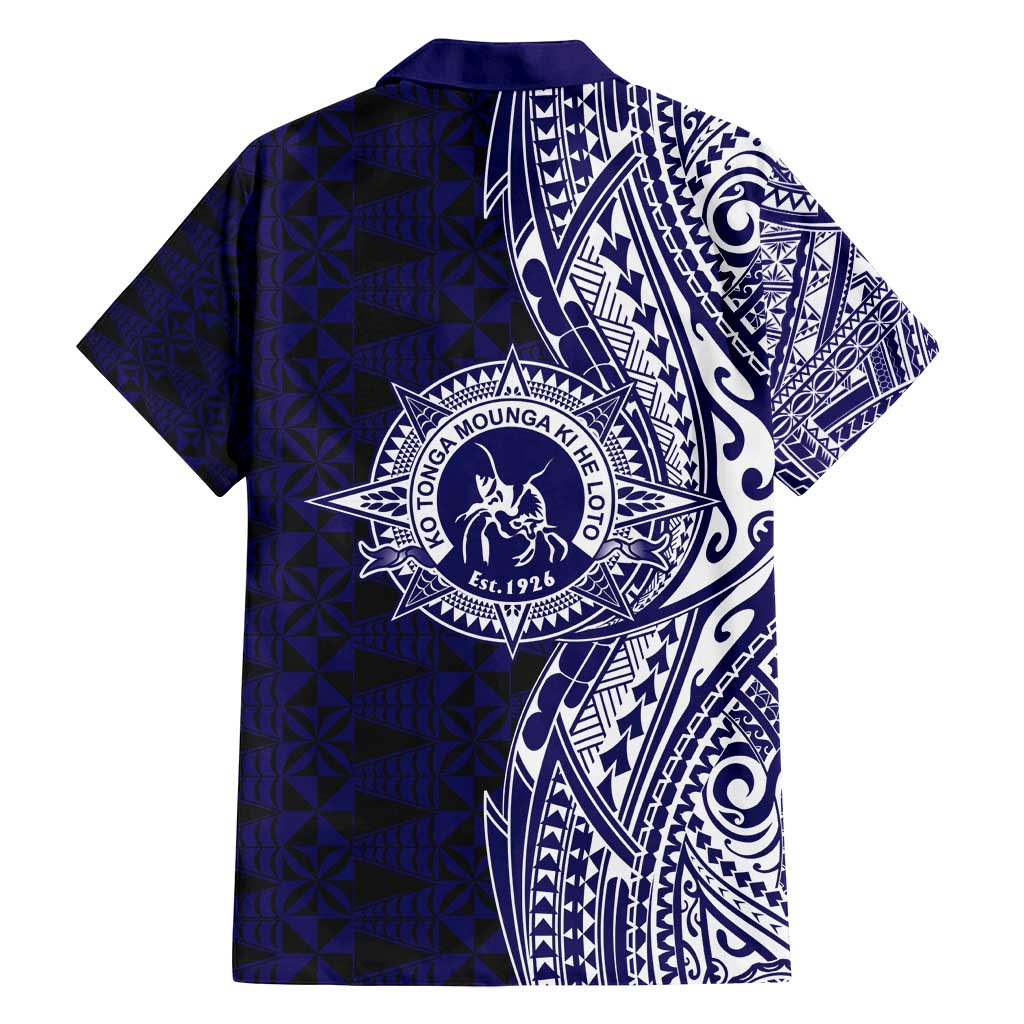 Tonga Queen Salote College 100th Years Family Matching Puletasi and Hawaiian Shirt Blue Tonga Kupesi Uniquely Pacific Art LT9 - Polynesian Pride