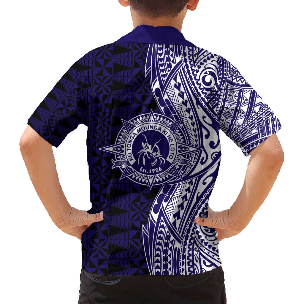 Tonga Queen Salote College 100th Years Family Matching Summer Maxi Dress and Hawaiian Shirt Blue Tonga Kupesi Uniquely Pacific Art LT9 - Polynesian Pride