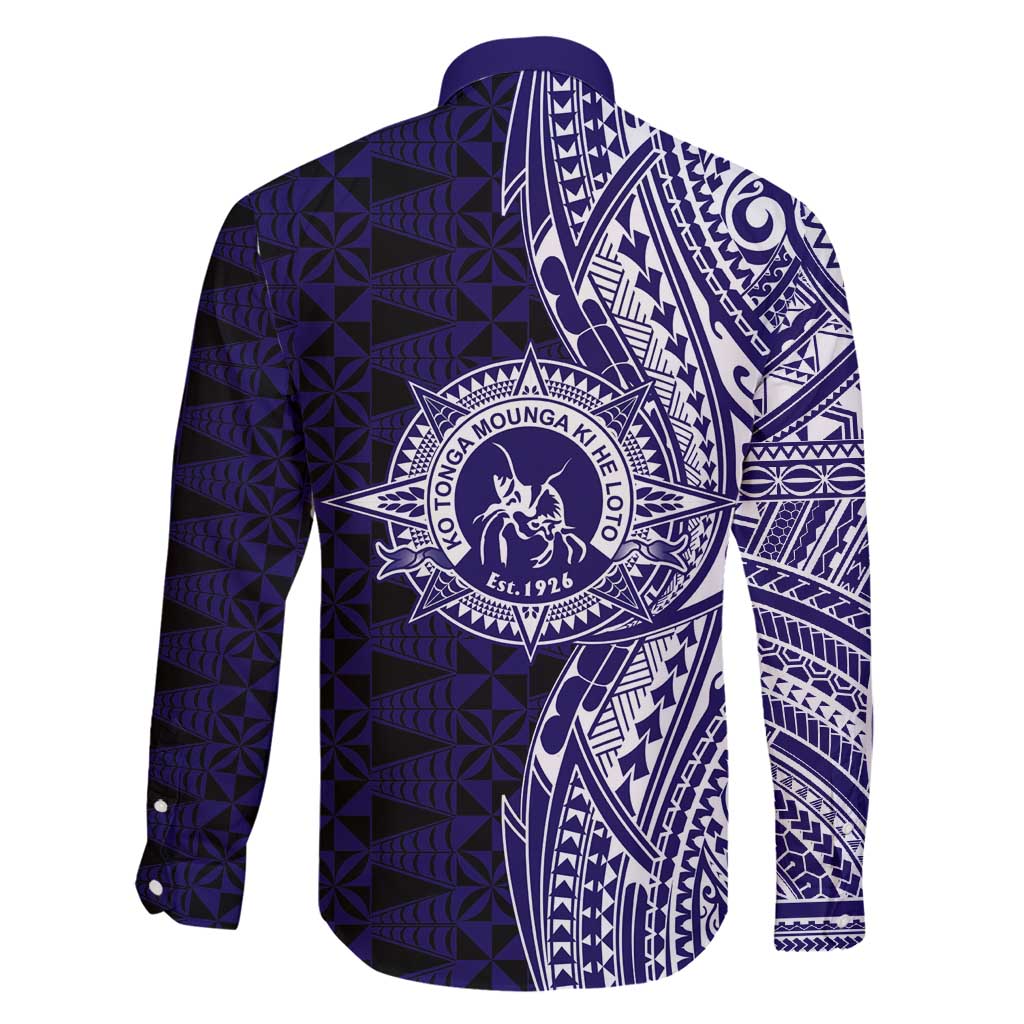 Tonga Queen Salote College 100th Years Family Matching Tank Maxi Dress and Hawaiian Shirt Blue Tonga Kupesi Uniquely Pacific Art LT9 - Polynesian Pride