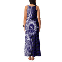 Tonga Queen Salote College 100th Years Family Matching Tank Maxi Dress and Hawaiian Shirt Blue Tonga Kupesi Uniquely Pacific Art LT9 - Polynesian Pride