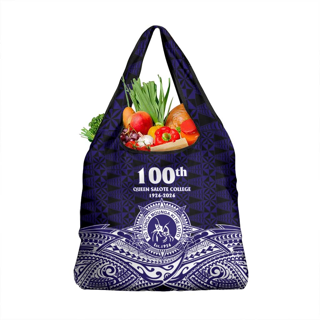 Tonga Queen Salote College 100th Years Grocery Bag Blue Tonga Kupesi Uniquely Pacific Art LT9 1-pack One Size Blue - Polynesian Pride
