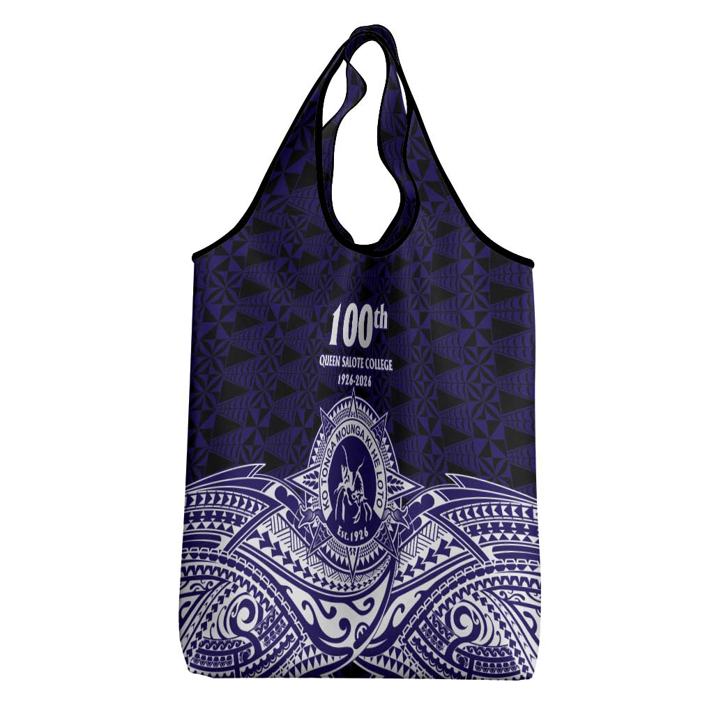 Tonga Queen Salote College 100th Years Grocery Bag Blue Tonga Kupesi Uniquely Pacific Art LT9 - Polynesian Pride