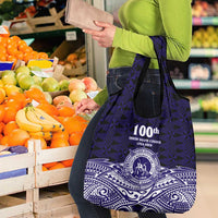 Tonga Queen Salote College 100th Years Grocery Bag Blue Tonga Kupesi Uniquely Pacific Art LT9 - Polynesian Pride