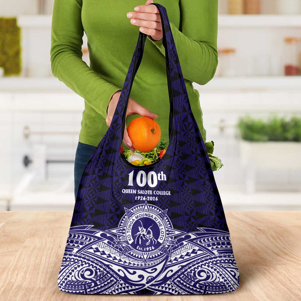 Tonga Queen Salote College 100th Years Grocery Bag Blue Tonga Kupesi Uniquely Pacific Art LT9 - Polynesian Pride
