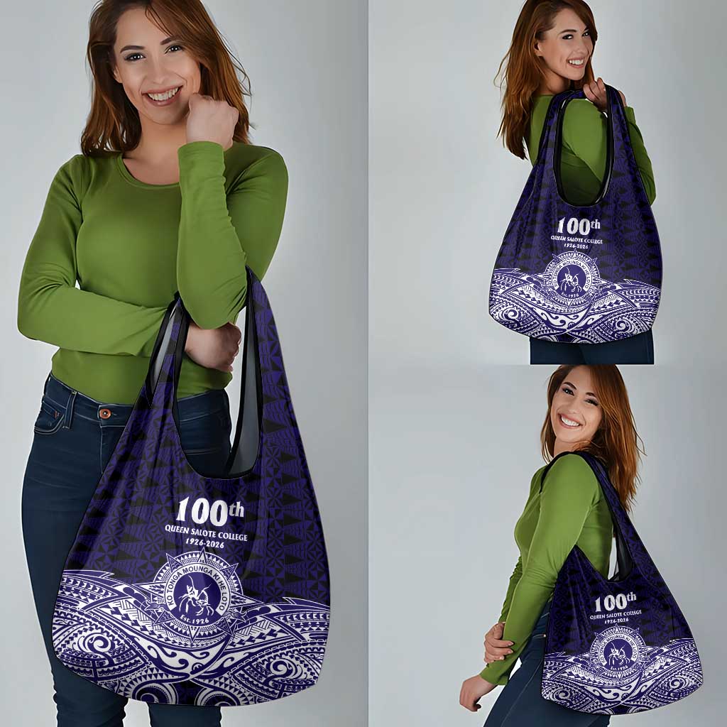 Tonga Queen Salote College 100th Years Grocery Bag Blue Tonga Kupesi Uniquely Pacific Art LT9 - Polynesian Pride