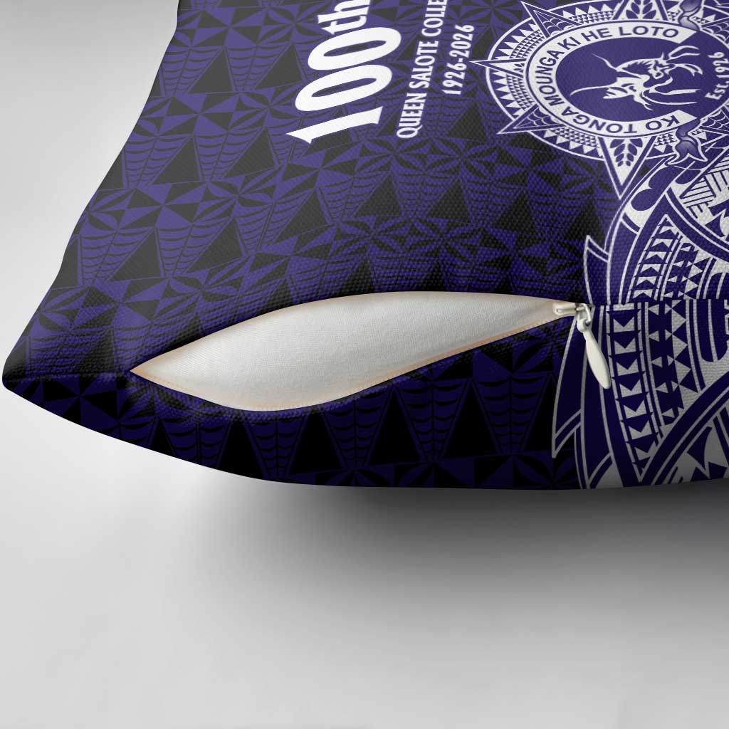 Tonga Queen Salote College 100th Years Pillow Cover Blue Tonga Kupesi Uniquely Pacific Art - Polynesian Pride