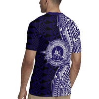 Tonga Queen Salote College 100th Years Rugby Jersey Blue Tonga Kupesi Uniquely Pacific Art LT9 - Polynesian Pride