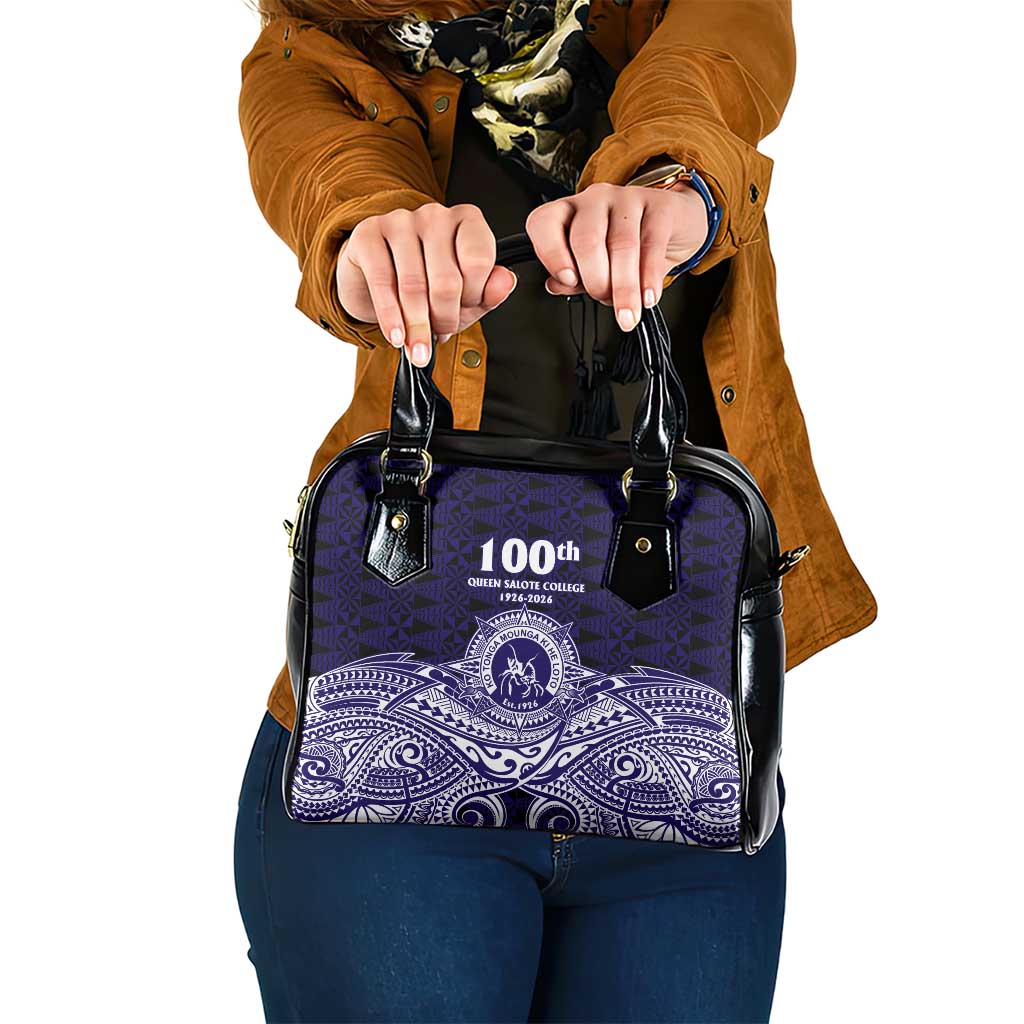 Tonga Queen Salote College 100th Years Shoulder Handbag Blue Tonga Kupesi Uniquely Pacific Art LT9 One Size Blue - Polynesian Pride
