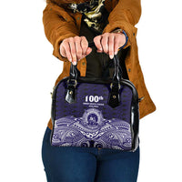 Tonga Queen Salote College 100th Years Shoulder Handbag Blue Tonga Kupesi Uniquely Pacific Art LT9 One Size Blue - Polynesian Pride