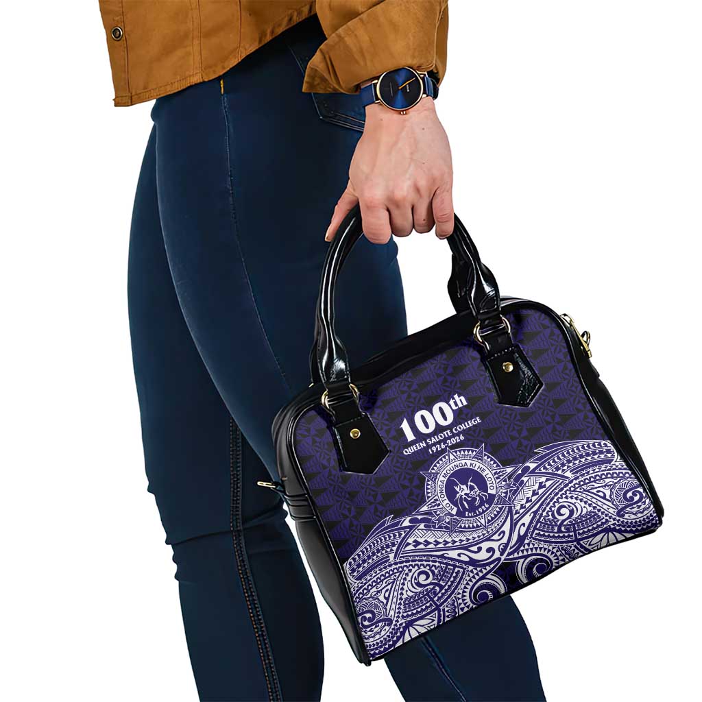 Tonga Queen Salote College 100th Years Shoulder Handbag Blue Tonga Kupesi Uniquely Pacific Art LT9 - Polynesian Pride