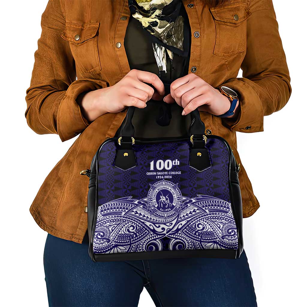 Tonga Queen Salote College 100th Years Shoulder Handbag Blue Tonga Kupesi Uniquely Pacific Art LT9 - Polynesian Pride
