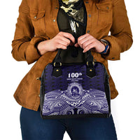 Tonga Queen Salote College 100th Years Shoulder Handbag Blue Tonga Kupesi Uniquely Pacific Art LT9 - Polynesian Pride