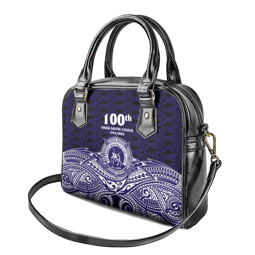 Tonga Queen Salote College 100th Years Shoulder Handbag Blue Tonga Kupesi Uniquely Pacific Art LT9 - Polynesian Pride