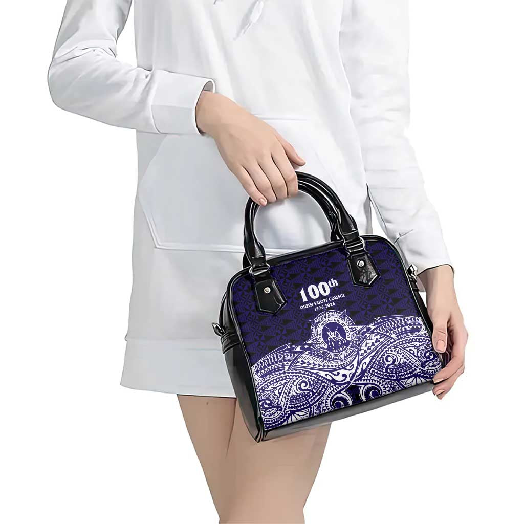 Tonga Queen Salote College 100th Years Shoulder Handbag Blue Tonga Kupesi Uniquely Pacific Art LT9 - Polynesian Pride