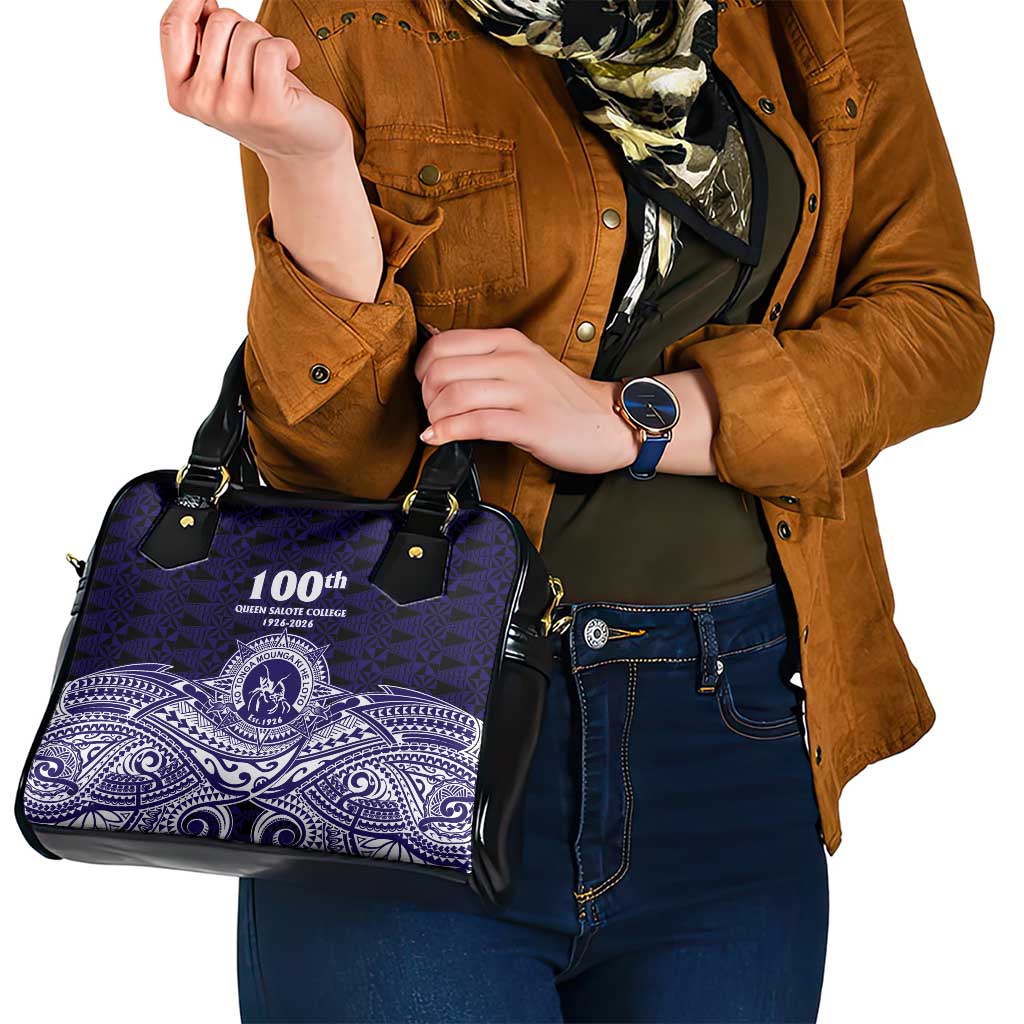 Tonga Queen Salote College 100th Years Shoulder Handbag Blue Tonga Kupesi Uniquely Pacific Art LT9 - Polynesian Pride
