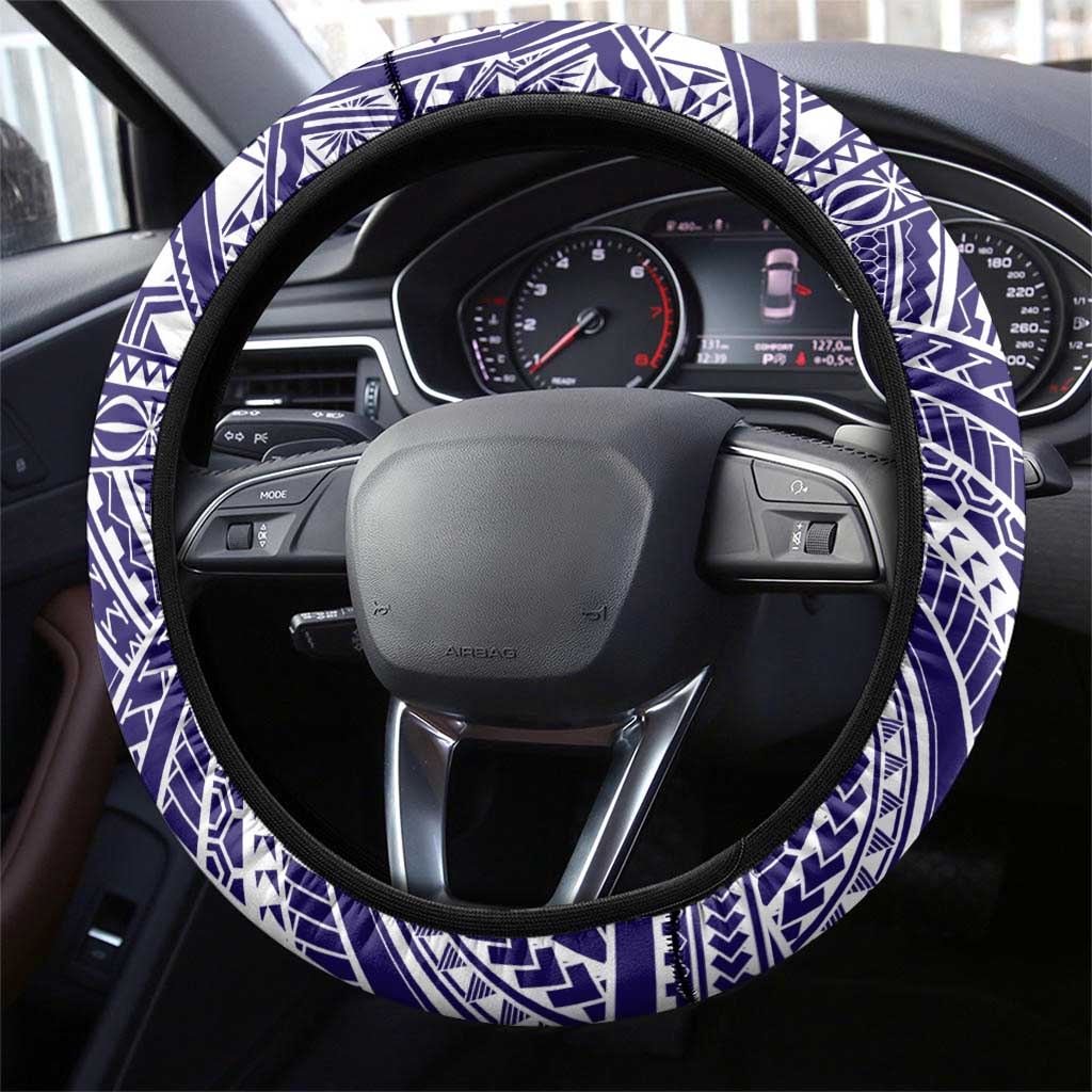 Tonga Queen Salote College 100th Years Steering Wheel Cover Blue Tonga Kupesi Uniquely Pacific Art LT9 - Polynesian Pride