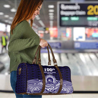 Tonga Queen Salote College 100th Years Travel Bag Blue Tonga Kupesi Uniquely Pacific Art - Polynesian Pride