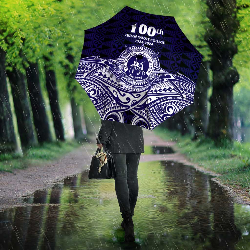 Tonga Queen Salote College 100th Years Umbrella Blue Tonga Kupesi Uniquely Pacific Art - Polynesian Pride