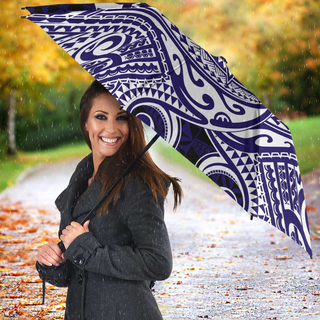 Tonga Queen Salote College 100th Years Umbrella Blue Tonga Kupesi Uniquely Pacific Art - Polynesian Pride