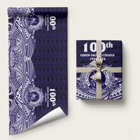Tonga Queen Salote College 100th Years Wrapping Paper Blue Tonga Kupesi Uniquely Pacific Art LT9 58" × 23" Blue - Polynesian Pride
