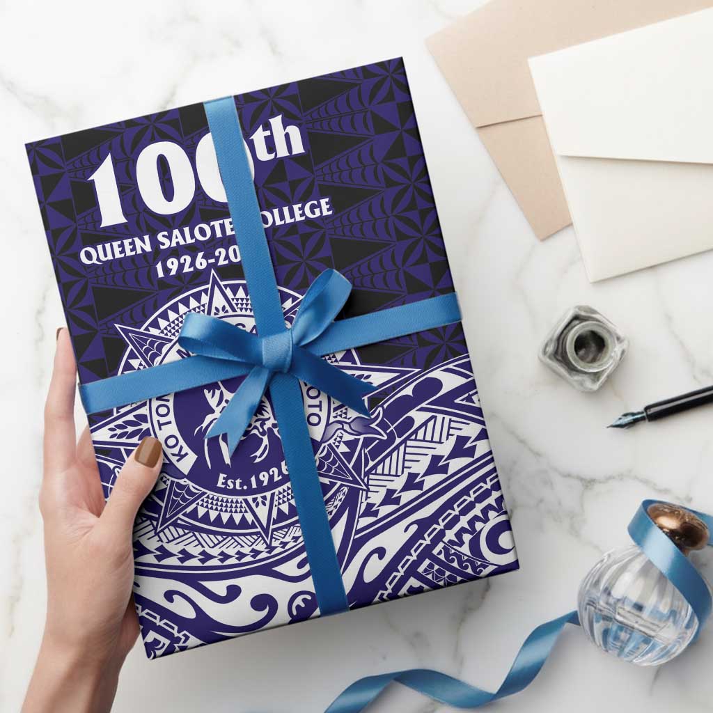 Tonga Queen Salote College 100th Years Wrapping Paper Blue Tonga Kupesi Uniquely Pacific Art LT9 - Polynesian Pride
